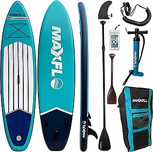 Inflatable Stand Up Paddle Board 10’6” Long 6” Thick | SUP Paddleboard Accessories Carry Backpack | Wide Stance, Bottom Fin Paddling Surf Control,