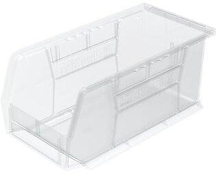 Akro-Mils 30230 AkroBins Plastic Storage Bin Hanging Stacking Containers, (11-Inch x 5-Inch x 5-Inch), Clear, (12-Pack)