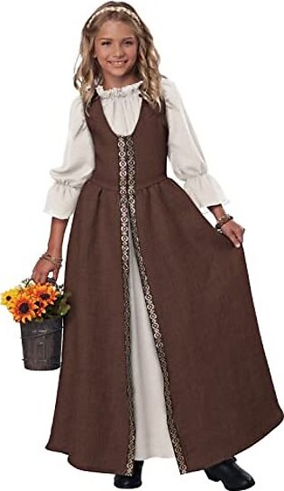 California Costumes Renaissance Faire Dress, Child Costume (Brown), Large