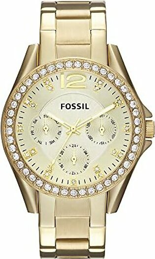Fossil Women's Riley Quartz Stainless Steel Multifunction Watch, Color: Gold Glitz (Model: ES3203)